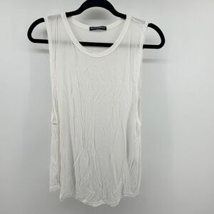 Brandy Melville White One Size Muscle Tank Top Made in‎ Italy Cotton Blend